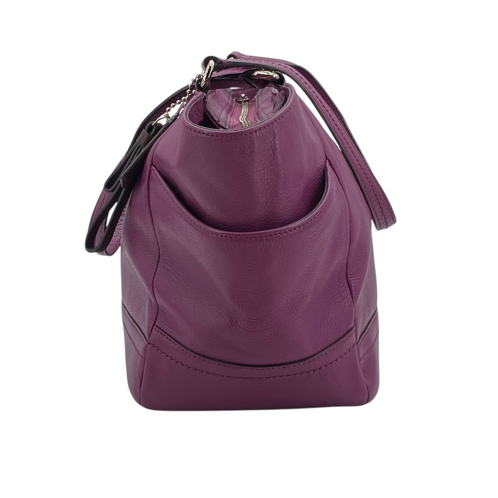 Coach Park Carrie‎ Purple Leather Satchel Tote Shoulder Bag F23284 - Picture 5 of 16